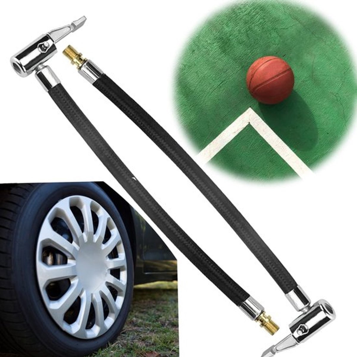 Luchtpompverlengslang - Slangadapter voor bandenpomp - 23,5 cm - Reserveslang voor auto-luchtpomp - Ideaal voor autobezitters - Handig vo...