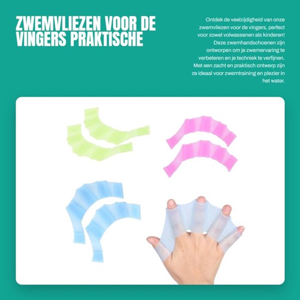 Zwemvliezen Zacht en Praktisch - Zwemhandschoenen - Zwemtrainingsuitrusting - Voor Volwassenen - Voor Kinderen - 3 Paar
