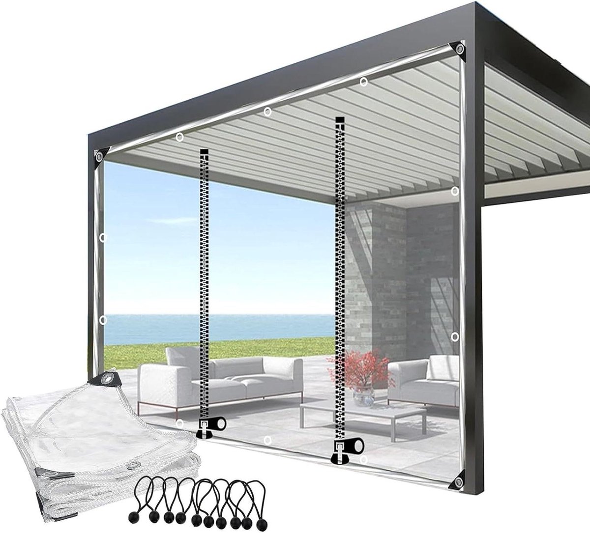 Transparant Dekzeil - Zeil Gordijn - Buitenruimte Beschermen - Waterdicht PVC Materiaal - 1 x 18 m - Transparant