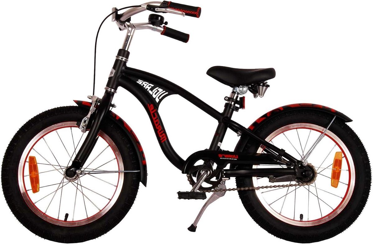 Kinderfiets Cruiser - Jongensfiets - Buiten Spelen - Lichtgewicht Frame - 16 inch - Mat Zwart