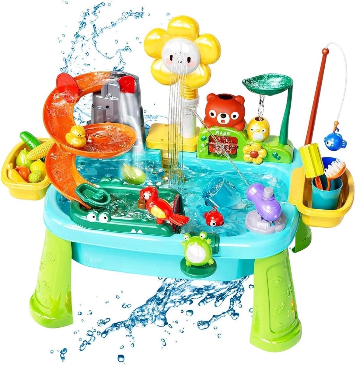 Wateractiviteitstafel - Kindertafel - Buiten spelen - Draaibare kraan - 59 x 33 x 42 cm - Blauw
