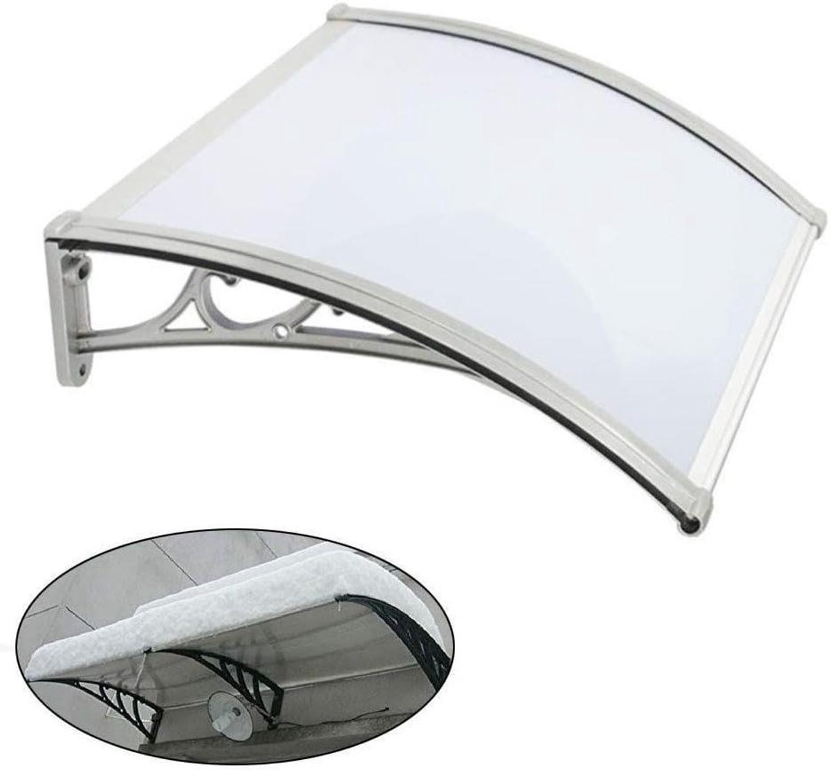 Deur Luifel - Voordeur Bescherming - Buiten Beschermen - Roestvrij Aluminium Frame - 80x100cm - Wit