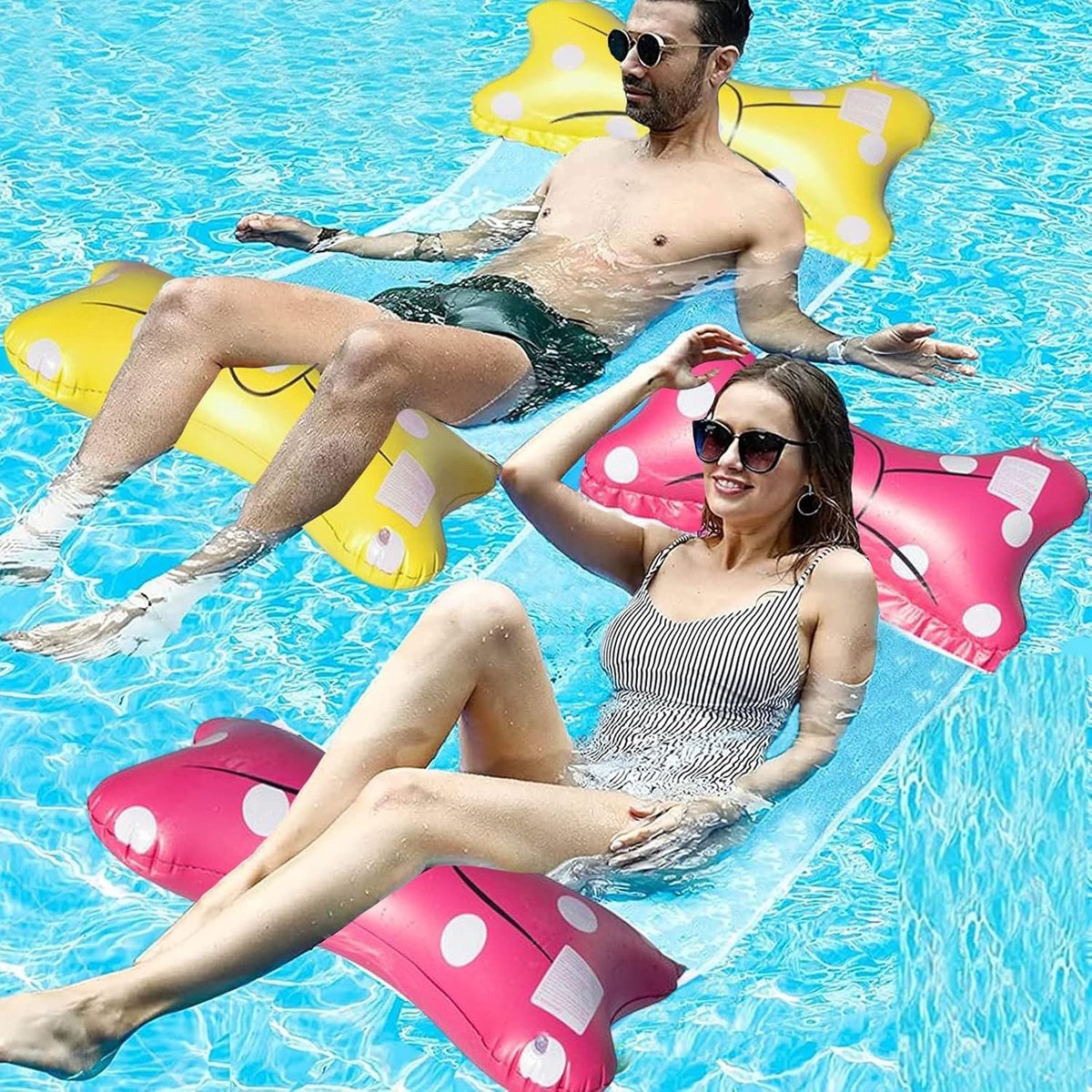 Opblaasbare Water Hangmat - 4-in-1 Lounge Chair voor Zwembad, Geschikt voor Volwassenen en Kinderen, Ideaal voor Zomerplezier en Ontspanning