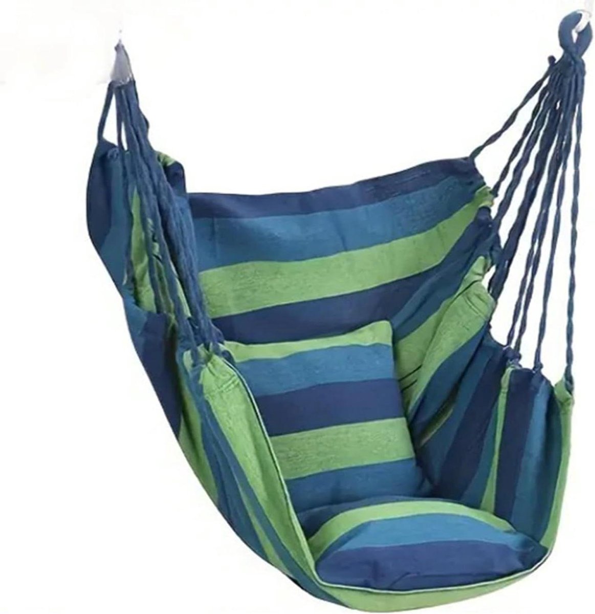 Hangmat Hangstoel - Katoenen Stoel - Ontspanning Binnen Buiten - Draagbaar Ontwerp - Verstelbaar - Blauw