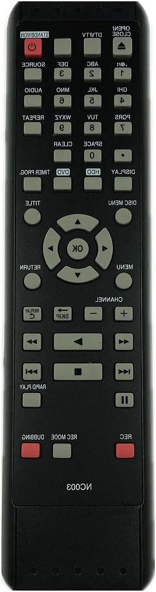 Afstandsbediening DVD Recorder - Universele Remote - Media Bedienen - Brede Compatibiliteit - 22x6cm - Zwart