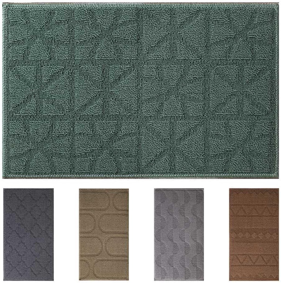 OLIVO. NEVADA Antislip badkamertapijt - moderne en absorberende badkamertapijten - wasbaar - zacht - douchemat en bad (groen 2 - 50 x 130 cm)