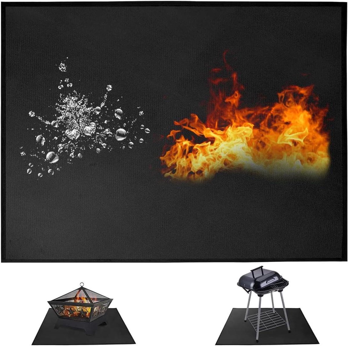 Vloermat Bescherming - Vuurvaste Onderlegger - Barbecue Beschermen - Hittebestendig Tot 1800°C - 100 X 152 Cm - Zwart