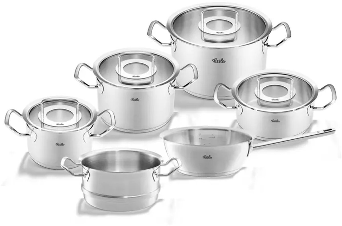 Fissler Original-Profi Collection 2022 Pannenset met Steelpan, Stoominzet en Glasdeksels, 6-delig