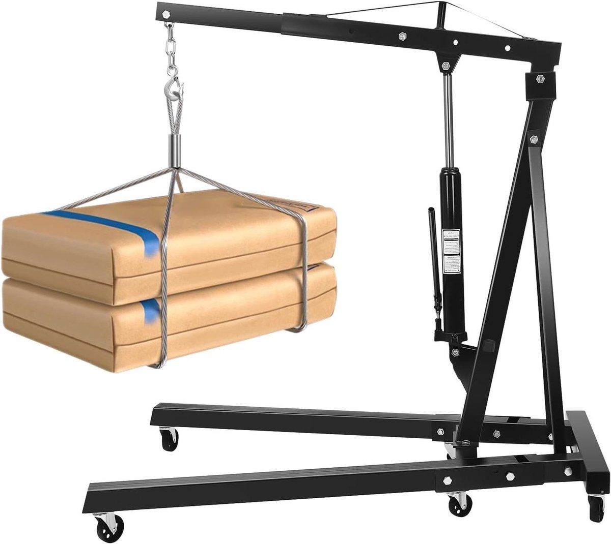Motorlift Hydraulisch - Werkplaatshoogwerker Motor - Auto Reparatie - Inklapbaar 6 Wielen - 2000 kg - Zwart