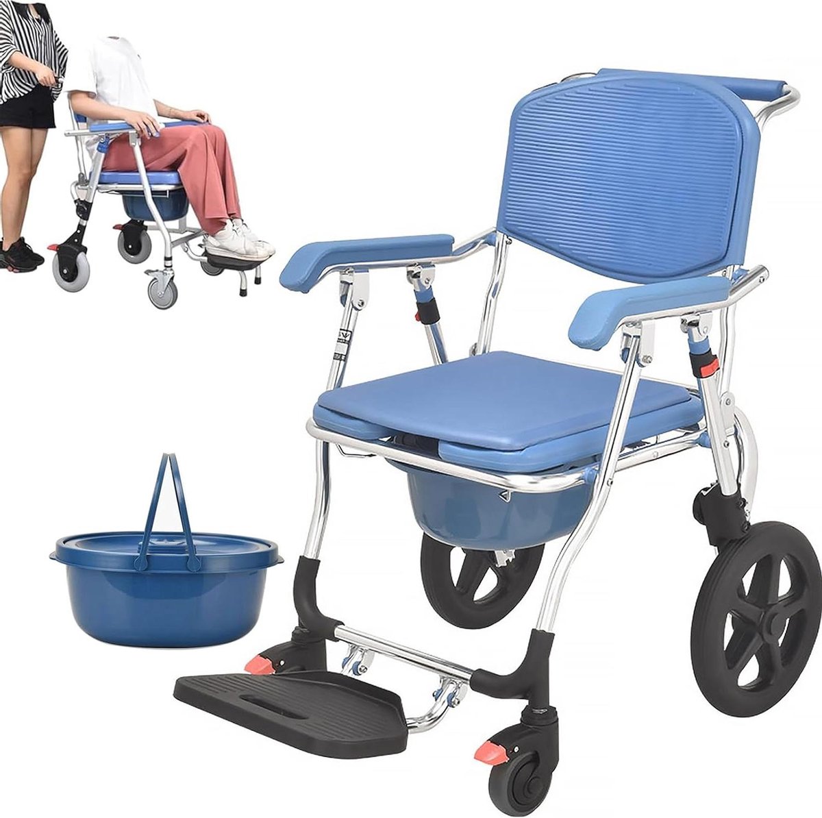 Opvouwbare Toiletstoel - Douchestoel Mobiliteitshulpmiddel - Veilig Zelfstandig - 3-in-1 Multifunctioneel - Tot 160 kg - Grijs