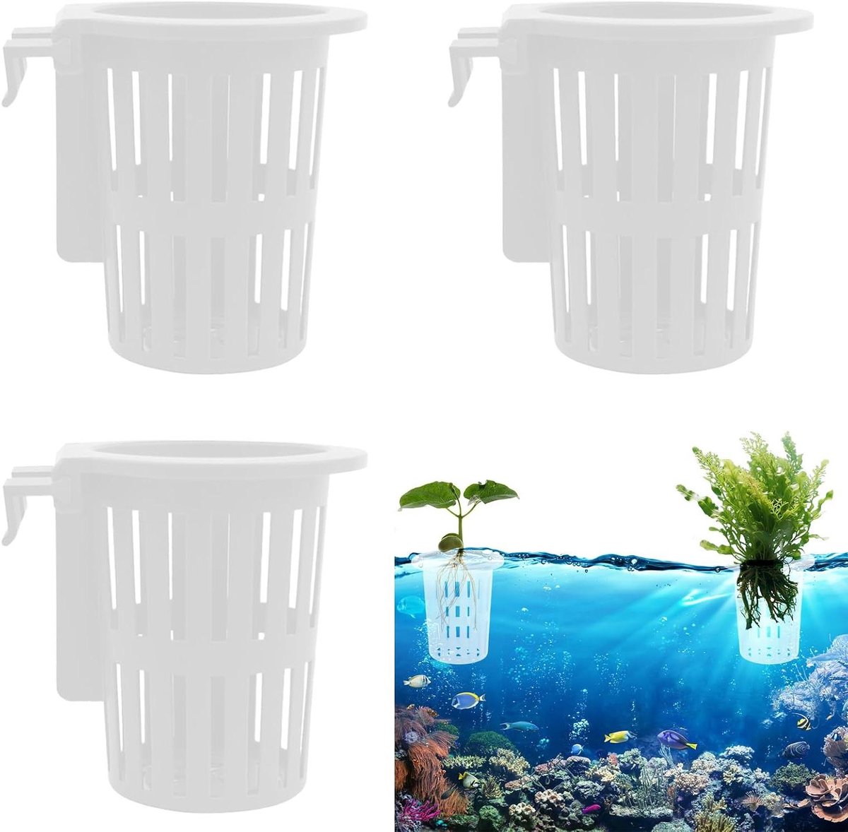 Bloempot Waterplanten - Aquarium Mand - Hydrocultuur Planten - Meerdere Gaten Ontwerp - 65 x 105 x 65 cm - Wit