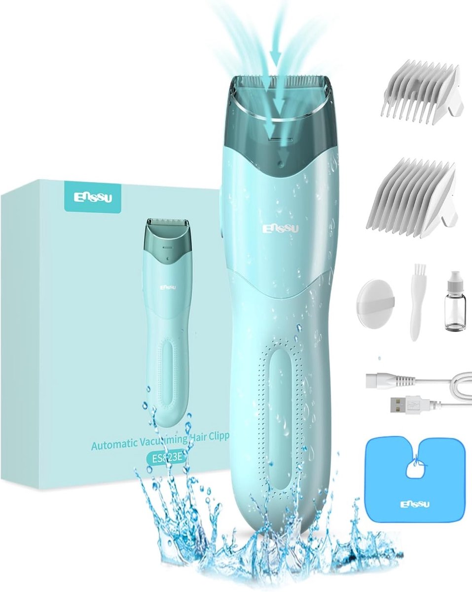 Trimmer voor mannen - Vacuüm Upgraded - Draadloze waterdichte tondeuse met 2 modi - Met stofzuigerfunctie voor kinderen en mannen