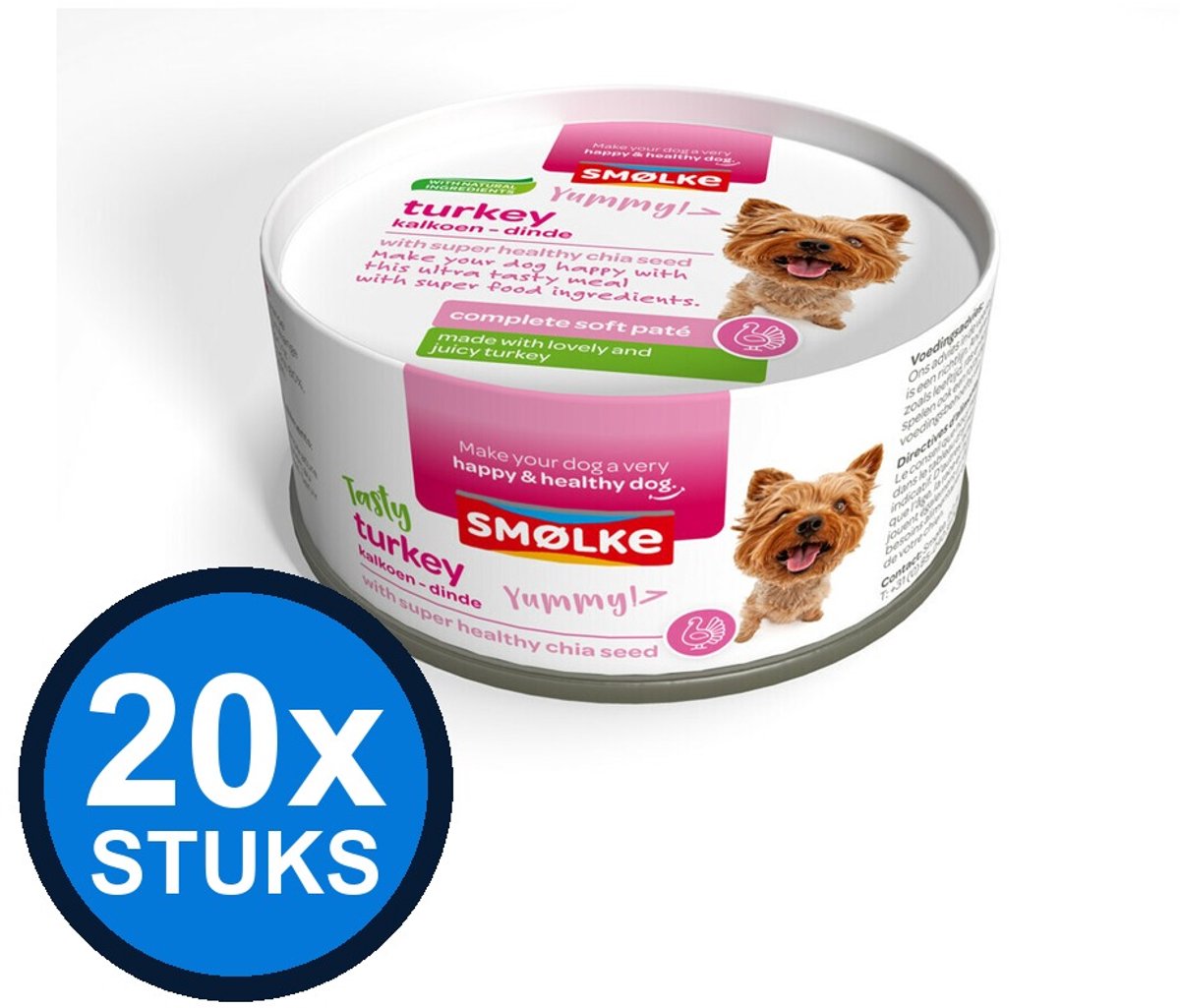 Smølke Smølke hond soft paté turkey 125gr