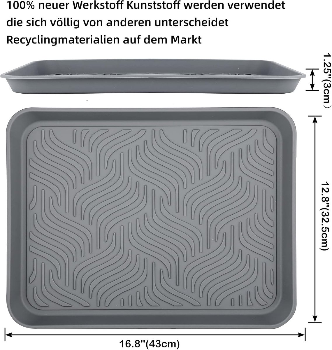 Set van 2 Schoenafdruipbakken - Grijs - 43 x 33 x 3 cm - Waterdichte Bescherming voor Honden en Schoenen - Voor Binnen en Buiten