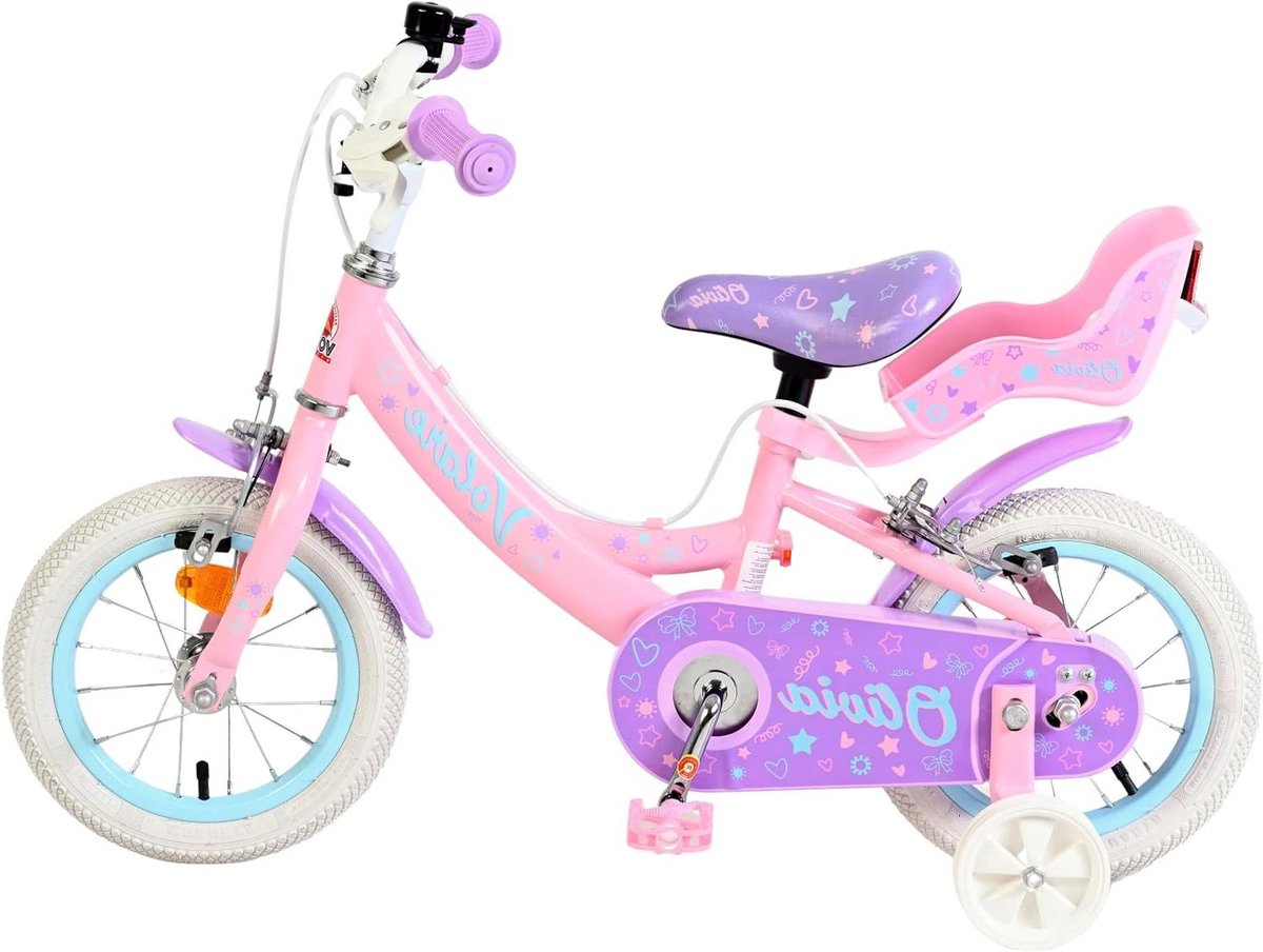 Kinderfiets - Meisjesfiets - Leren Fietsen - Met Zijwieltjes - 12 Inch - Roze Pastel