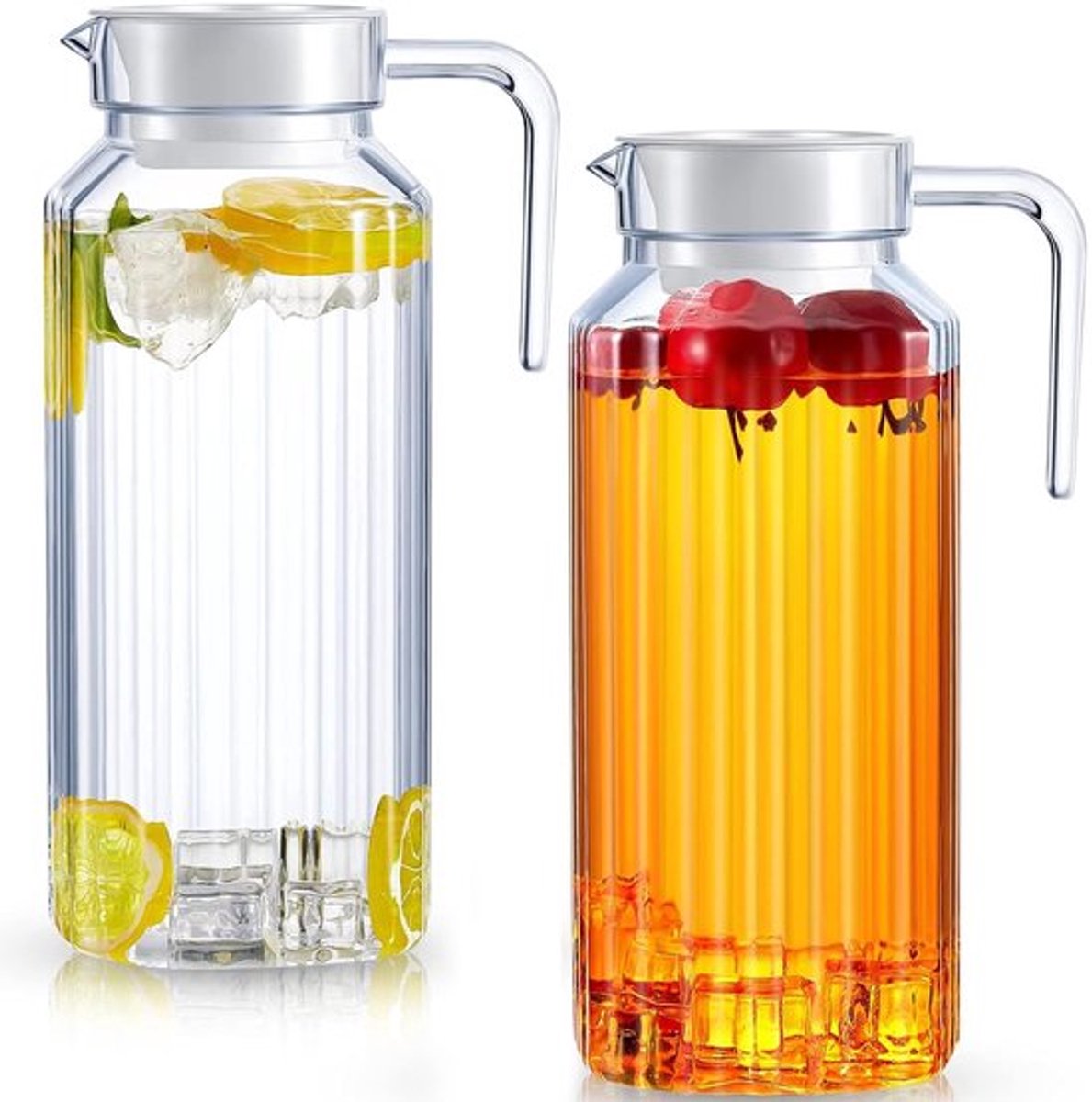 Waterkan 1L - Acryl Kan met Deksel - BPA-vrij - Breukveilig - Lekvrij - Transparante Koelkastkan - Pitcher