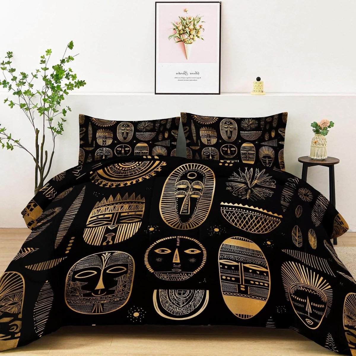 Dekbed Kinderen - Dekbed Beddengoed - Slapen Comfortabel - 4 Seizoenen - 140 x 200 cm - Zwart Afrikaans Patroon