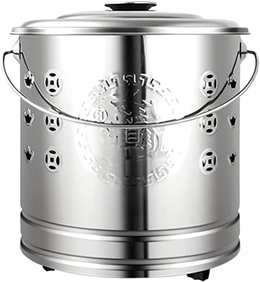 Metalen Verbrandingsoven - Brandvat Tuinafval - Afval Verbranden - Roestvrij Staal - 38 cm - Zilver