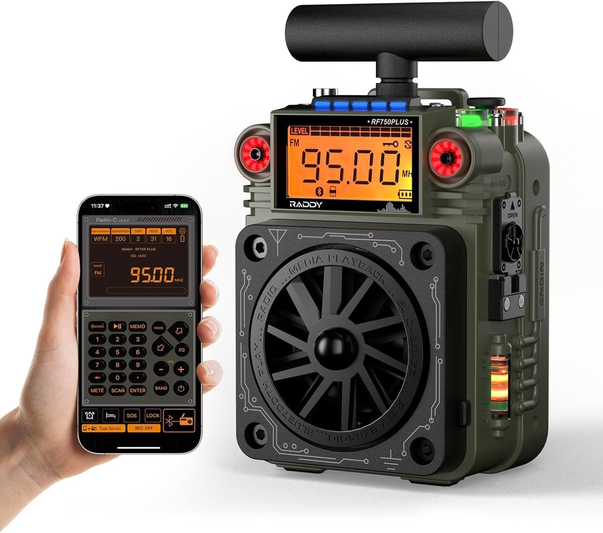 Noodradio solar en opwindbaar - Zwart - Draagbare multiband radio met app-bediening en SOS-alarm - Voor outdoor en noodsituaties