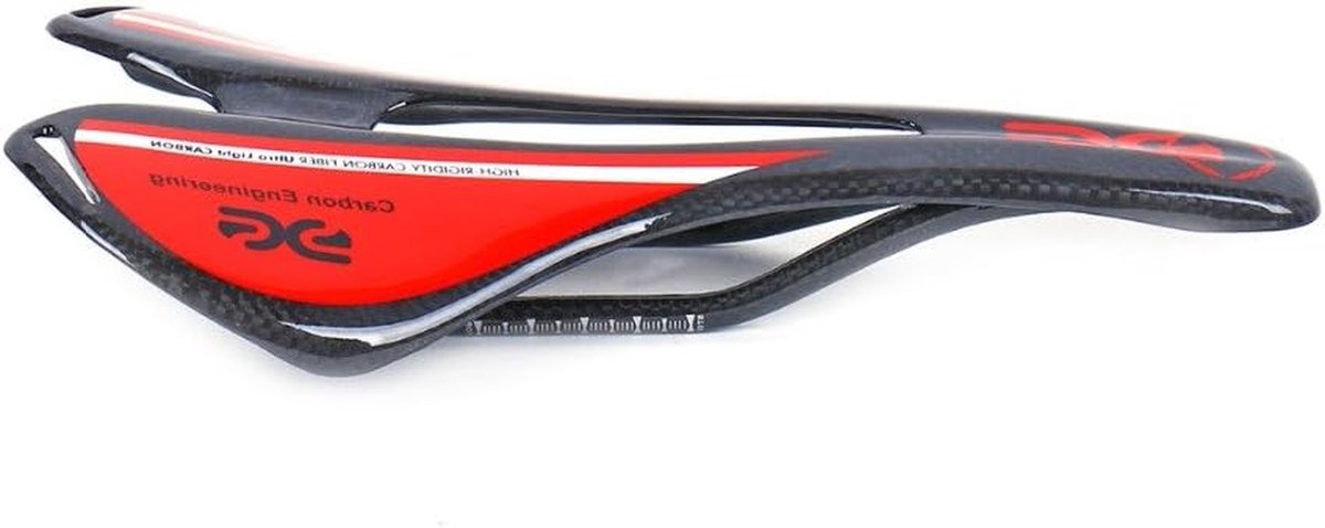 MTB Racefiets Zadel - Fietszadel Koolstofvezel - Comfortabel Fietsen - Ultralicht Hol Ontwerp - 27 x 143 cm - Rood