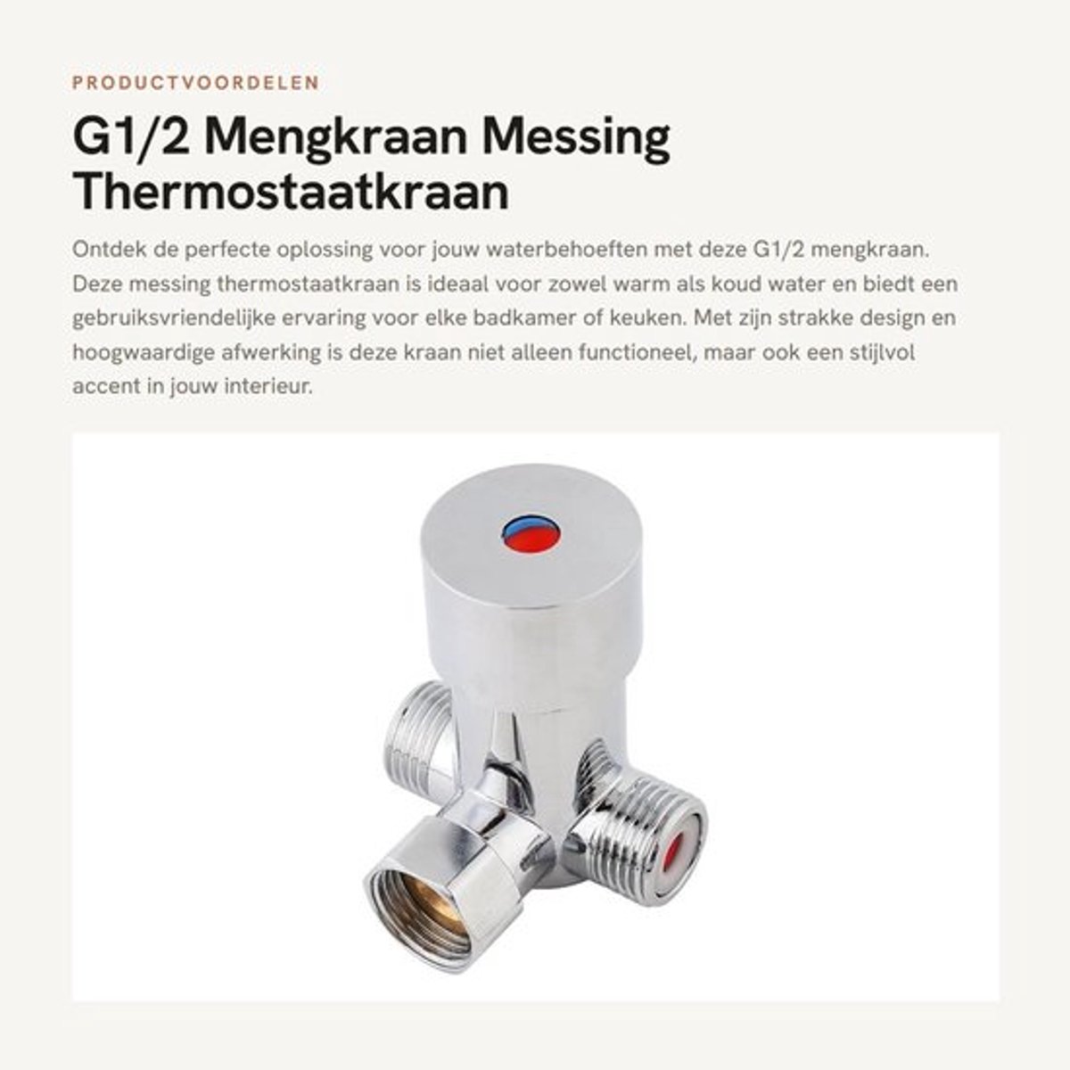 Mengkraan Thermostaat - Mengkraan Voor Warm/Koud Water - Messing - Wandmontage - Automatische Kraan - Schokbestendig - Thermostaatkraan