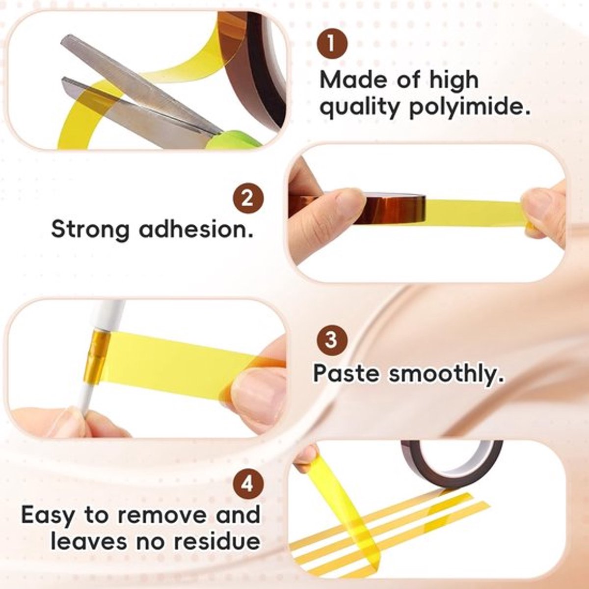 Polyimide plakband - Hittebestendige tape - 2 rollen 10 mm - Elektrische isolatietape - Geschikt voor solderen en sublimatie