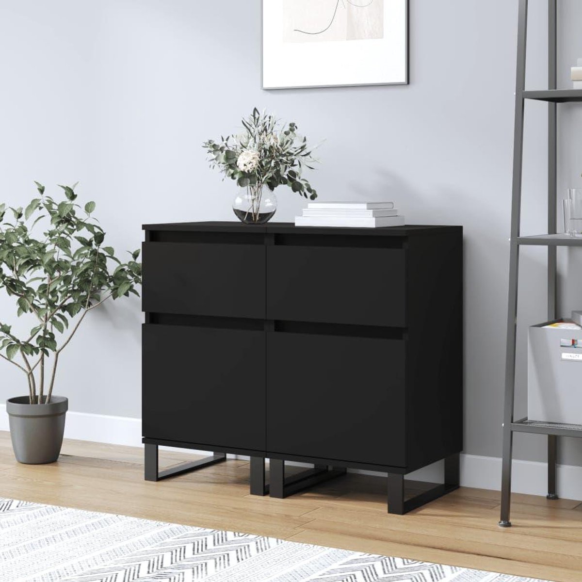 Dressoir Set - Opbergkast Lade - Keuken Organiseren - Meerlaags Hout - 40 x 35 x 70 cm - Zwart