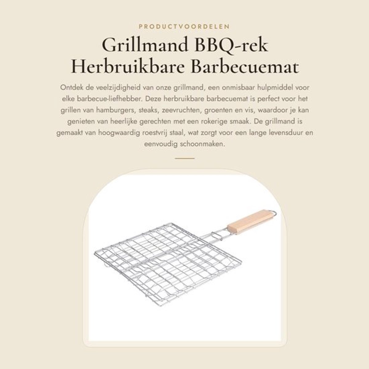 Grillmand - Herbruikbare Barbecuemat - Draad - 21.5x19CM - Gelijkmatige Warmteverdeling - 170 gram - Grillrooster