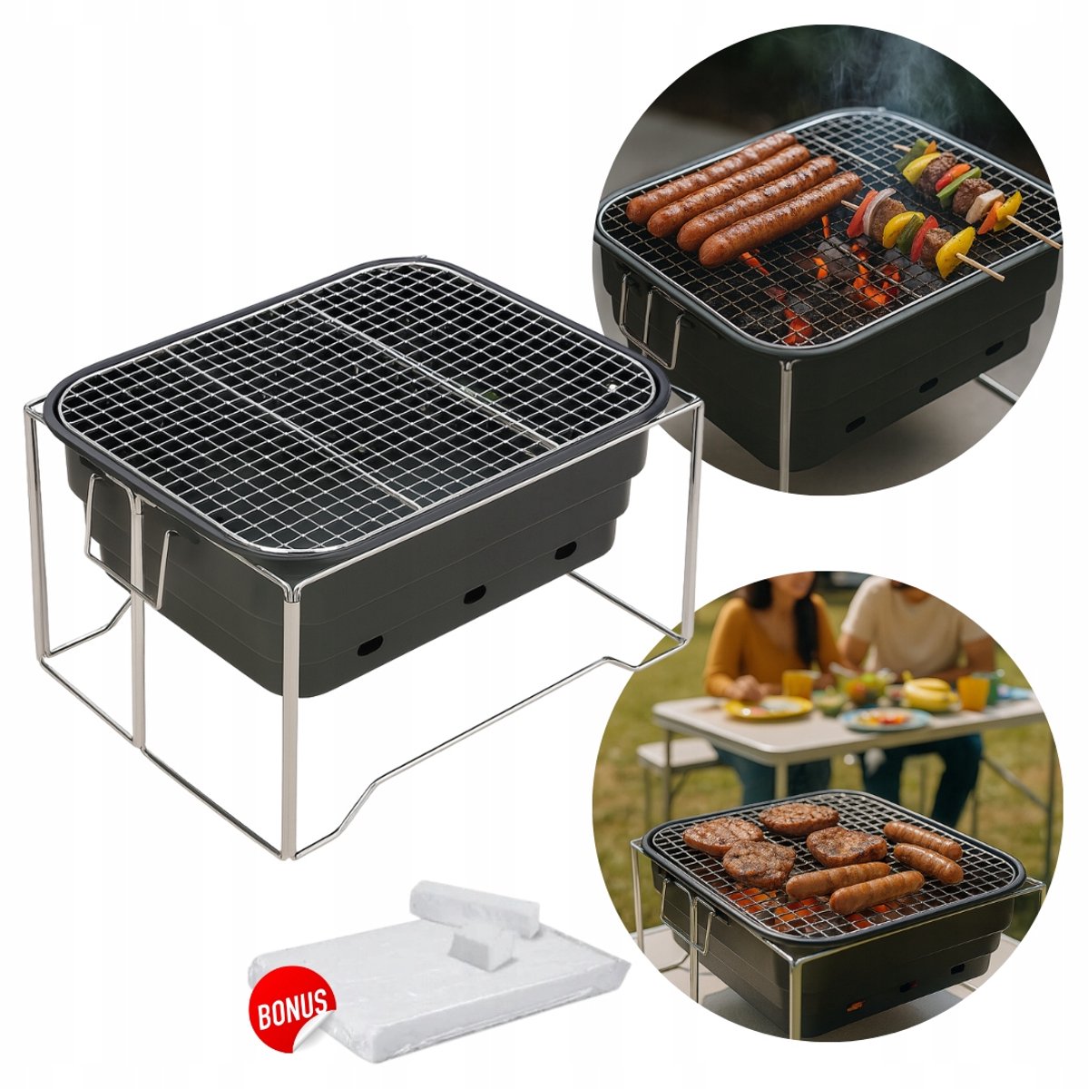Draagbare Koolgrill Tafelmodel, Opvouwbaar - 33x25cm BQ034
