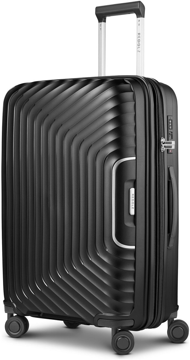 Redolz Essentials 01 4 wielen Trolley M 66 cm met uitbreidingsplooi - Harde bagage - TSA slot - black metallic