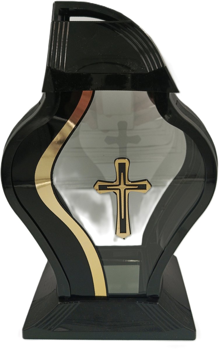 Mooie Farao Graflicht met Kruis, 34 cm, Zwart-Goud