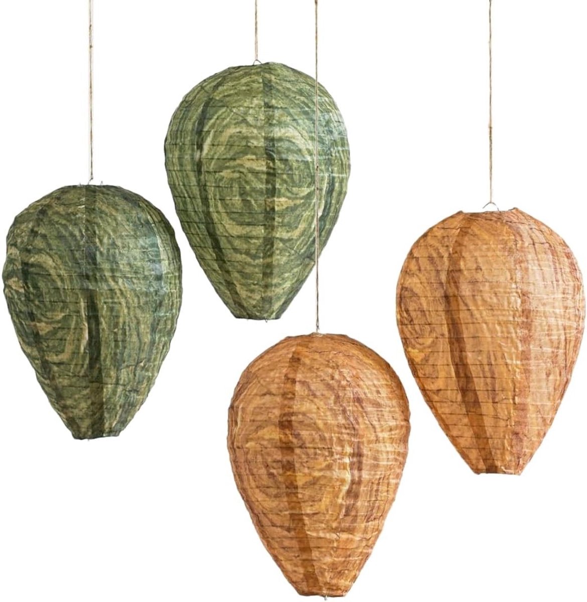Set van 4 Nep Wespennesten voor Tuin en Huis, Effectieve Wespafschrikking, Natuurlijke Decoratie en Bescherming