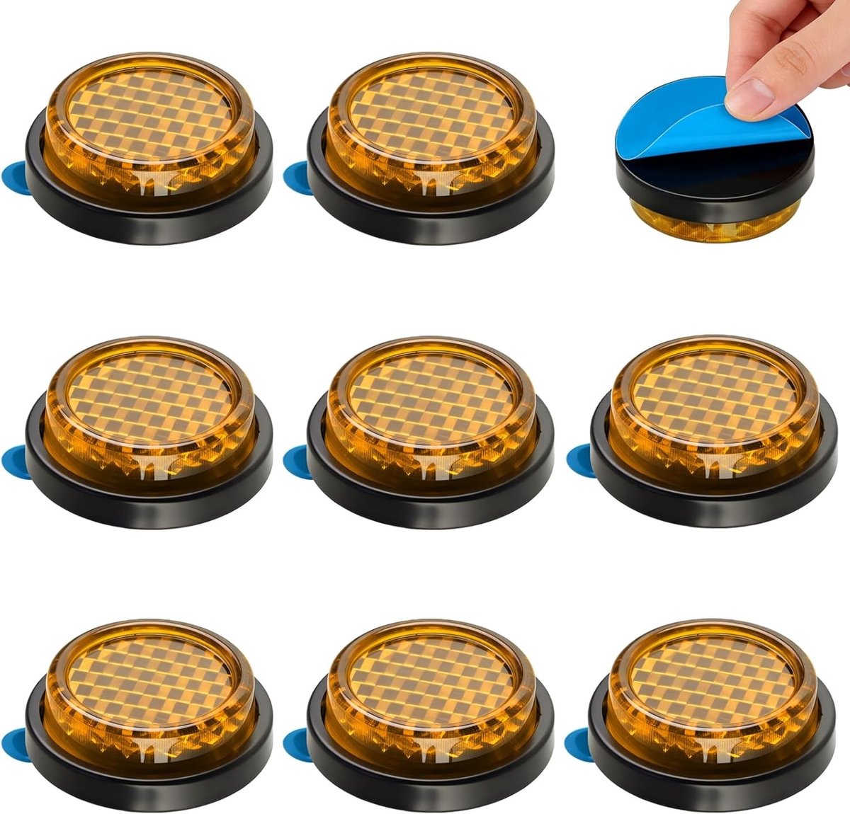 8 stuks zelfklevende motorreflectoren rond van 25 mm, kattenogen voor optimale zichtbaarheid, geschikt voor omheining en voertuigen