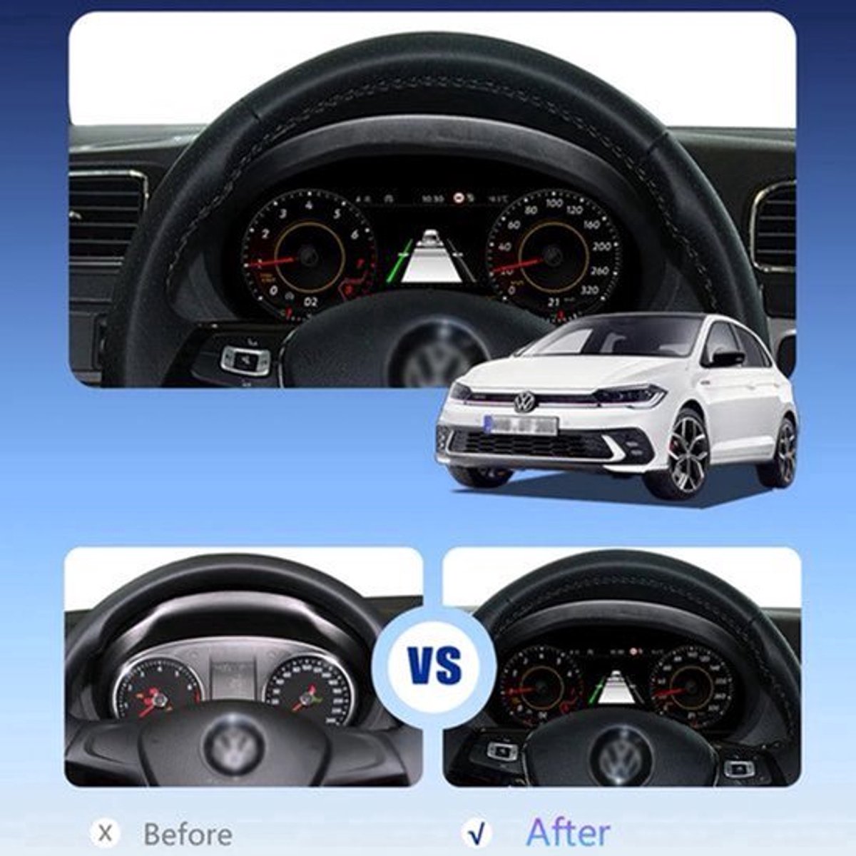 Digitaal Dashboard – LCD Display – Auto Panel – Cockpit Scherm – Multimedia Cluster – 10,25 Inch HD IPS – Plug & Play Installatie – Voor VW Scirocco 2004-2016