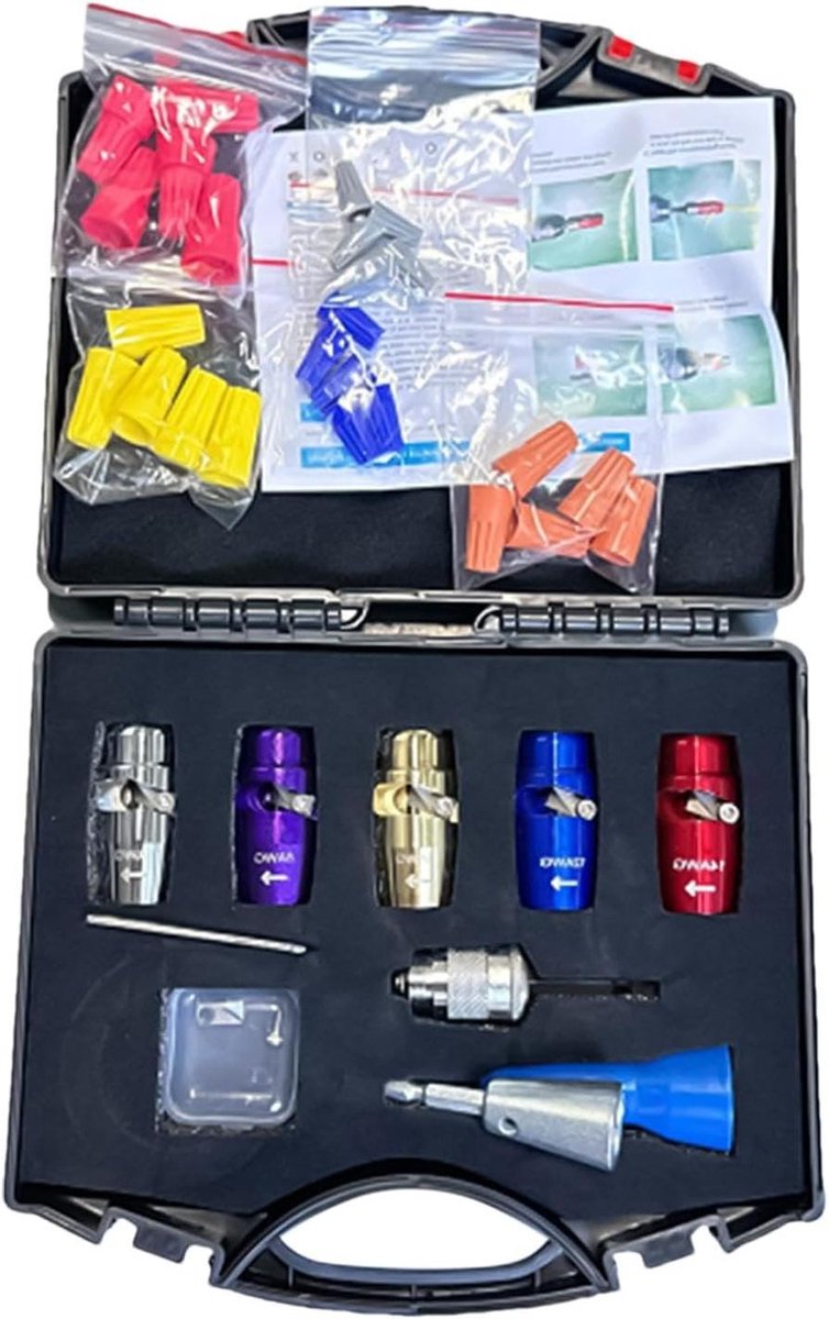 Boormachine Striptang Set - Elektrisch Striptang Draadstripper - Bekabeling Klussen - Compleet met Gereedschapskist - 14-6 AWG - Zilverkleurig