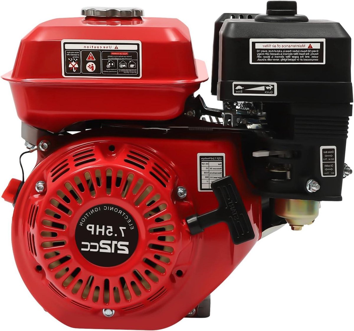 Benzinemotor 4 Takt - Industriemotor Kartmotor - Apparaten Aandrijven - Luchtgekoelde Cilinder - 75 pk 212cc - Rood