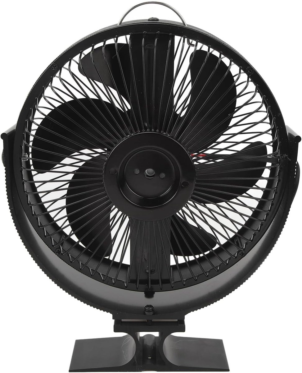 Stille kachelventilator met 6 bladen voor open haarden en gazebos, hoog efficiënte aluminium constructie, 20x9x25cm