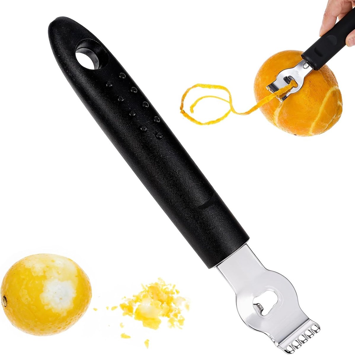 Lemon Zester Tool en Channel Knife voor het Snijden van Citrusvruchten, RVS Peeler en Bar Accessoires voor Cocktails en Thuisgebruik