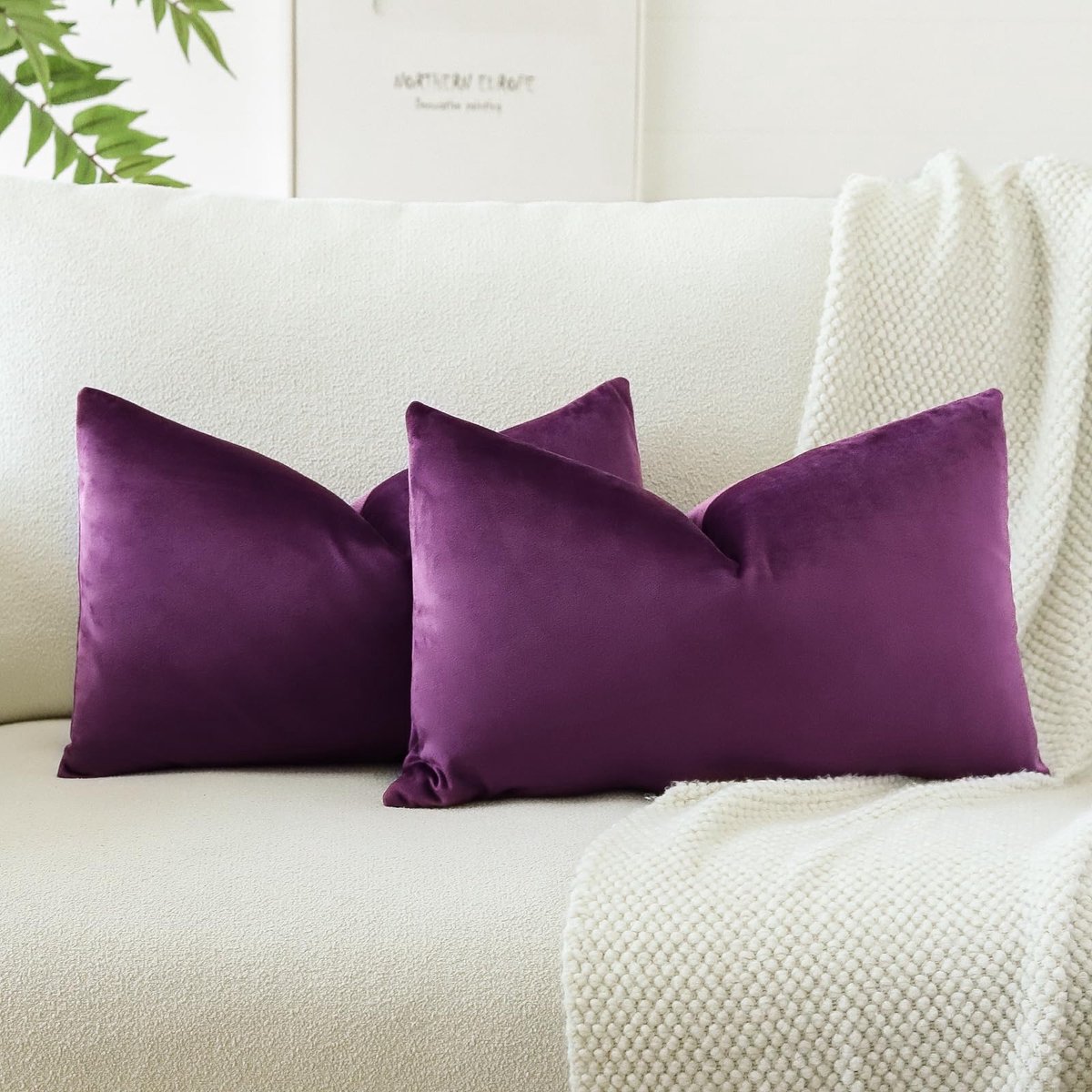 Samt Kussenhoezen 2er Set 30x50 cm Aubergine