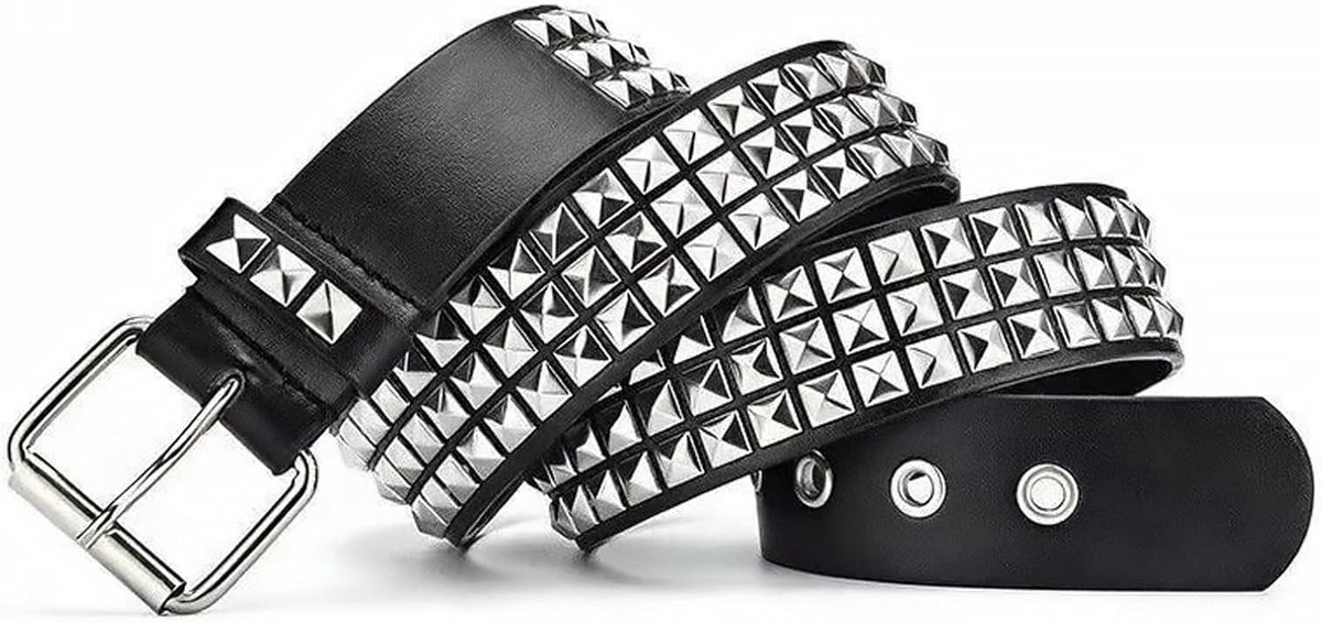Gothic Leren Riem met Nieten, Punk Rock Riem voor Jeans en Broeken, Stijlvolle Accessoire voor Een Edgy Look