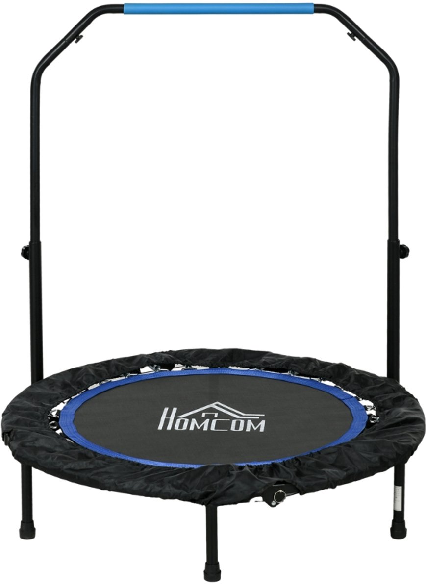 COVREO Fitnesstrampoline Ø102x123 cm zwart-blauw, klapbaar met verstelbare handgreep