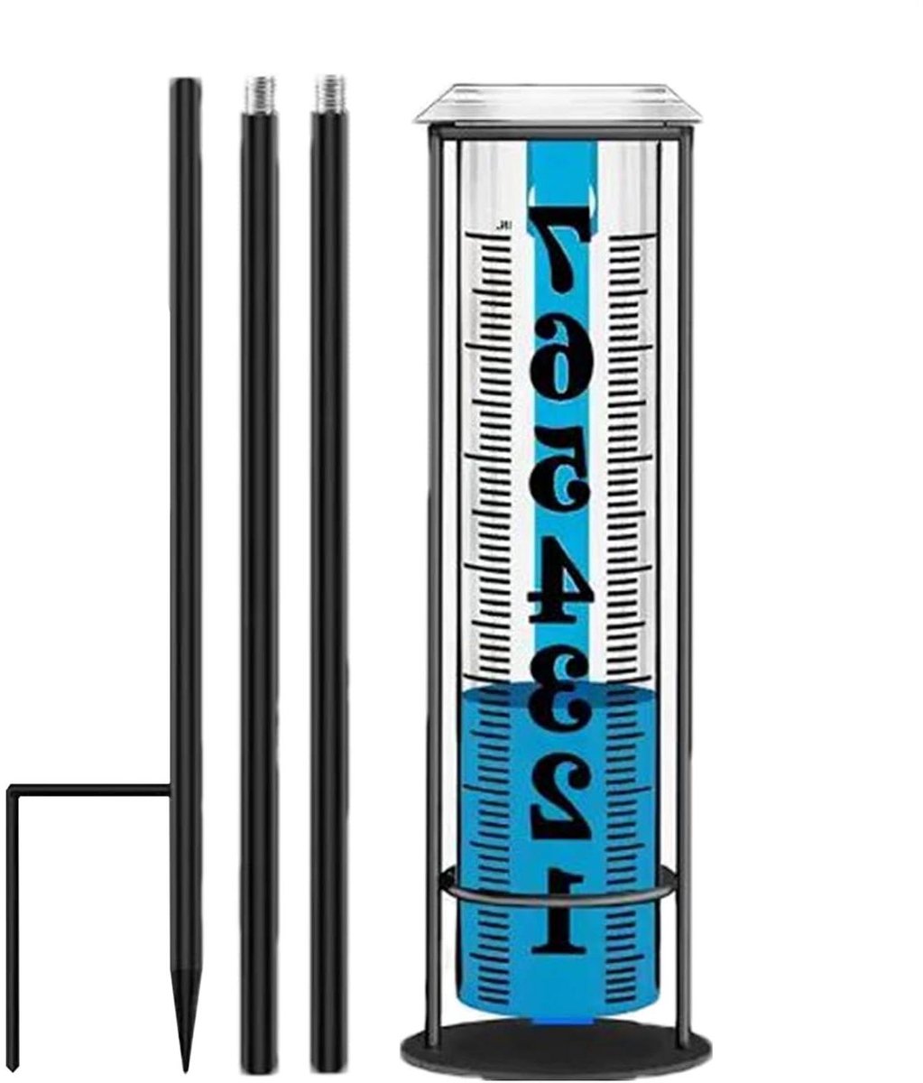 Regenmeter PVC - Neerslagmeter Tuin - Neerslag Meten - Instelbare Hoogte - 27 x 7.5 x 7 cm - Transparant