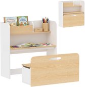 AIYAPLAY Kids Table and Chair Set-MDF-80L x 29B x 80H cm-Weiß