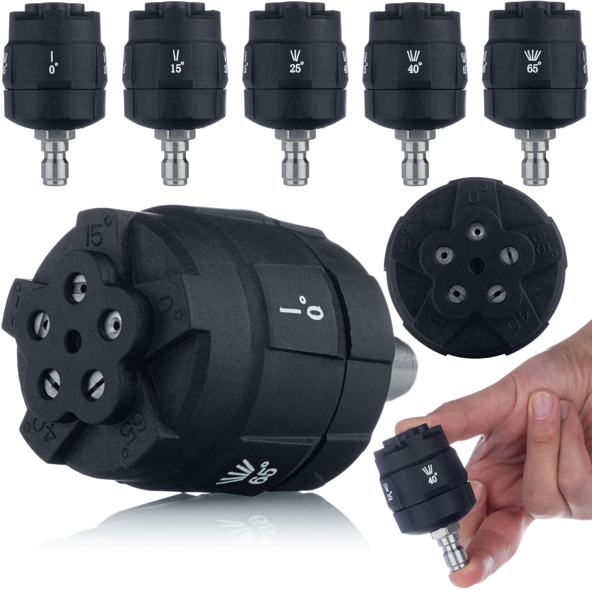 Rosfix Spuitmond Vervanging 6-in-1 Snelkoppeling 1/4" - Aluminium Kop, Inbouwfilter - Geschikt voor Lavor, Kärcher