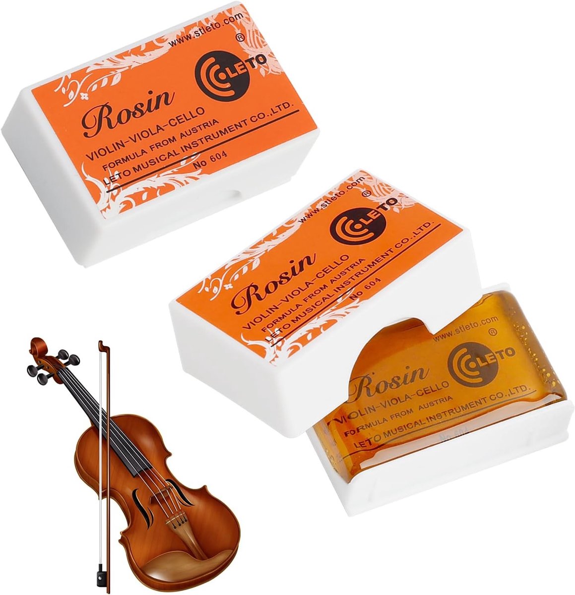 Natuurlijke hars voor viool, altviool en cello – lage stofontwikkeling, optimale hechting en helder geluid – 2-delige set