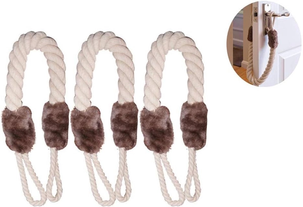 Set van 3 Deurstoppers voor Kinderen en Huisdieren - Veiligheidsoplossing voor Koorden en Kabels in Wit