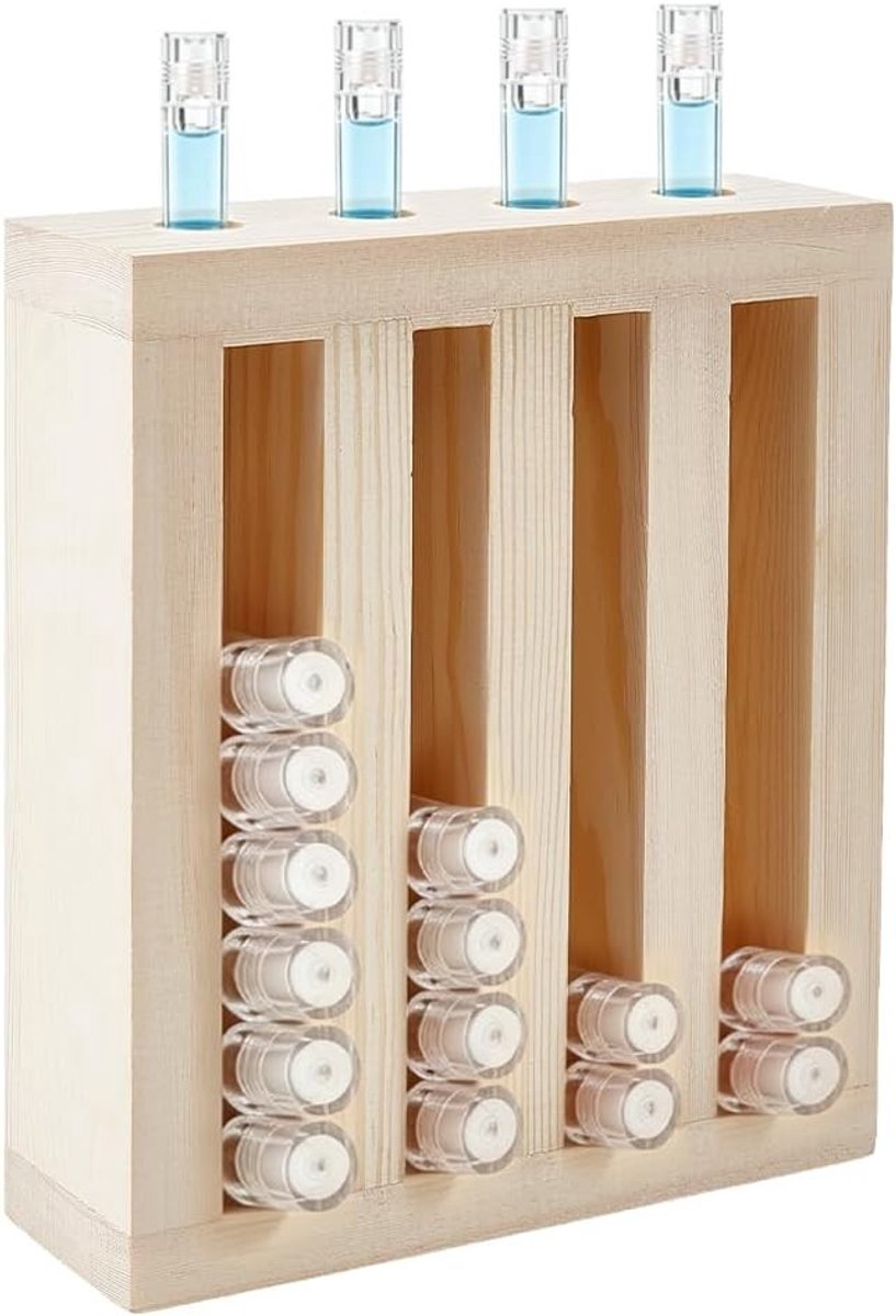 Houten lippenstifthouder met 4 vakken, organizer voor lipgloss van grenenhout, make-up tafel presentatie, rechthoekige cosmetica-organizer voor schoonheid en stijl