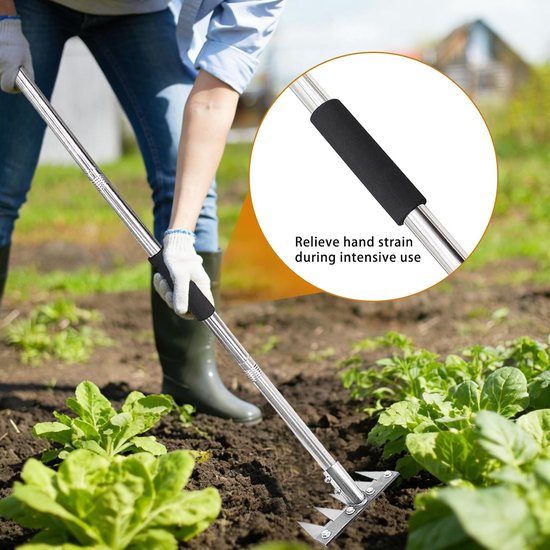 Tuinhark - Metalen Handgreep - 1,25 m - Versterkt Mangaanstaal - Voor Tuin en Erf — afbeelding 3