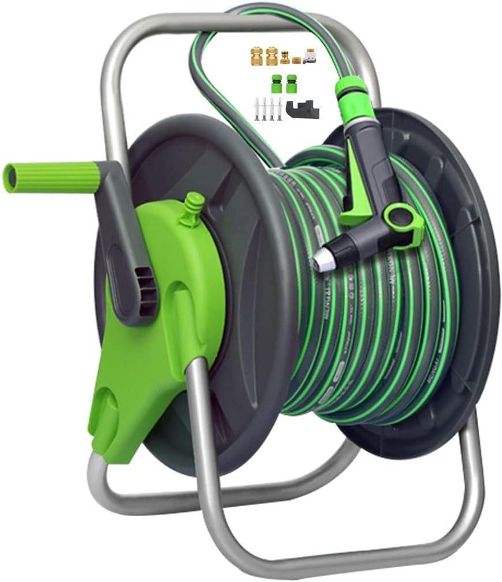 Slanghaspel Kar - Waterhaspel Trolley - Tuin Water Geven - Draagbaar en Ophangbaar - 11.2x9.8x17.7 inch - Groen