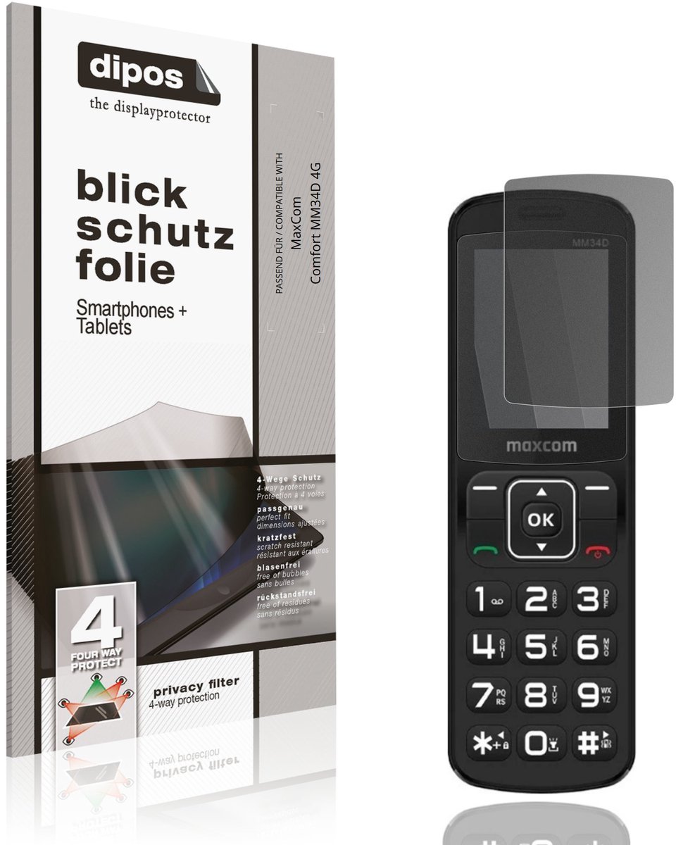 dipos – Matte Privacy Screenprotector geschikt voor MaxCom Comfort MM34D 4G | Anti-Spy Beschermfolie
